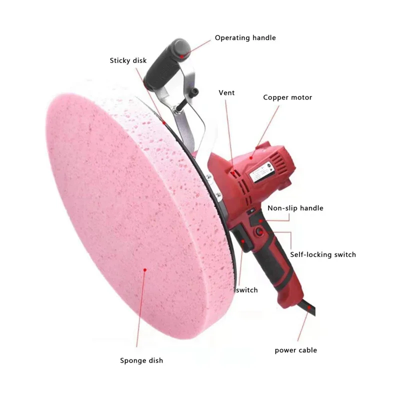 Cement Mortar Electric 850W Electric Trowel Wall Smoothing Polishing Machine Kit 6 Gear Speed Sander Grinder Copper Motor