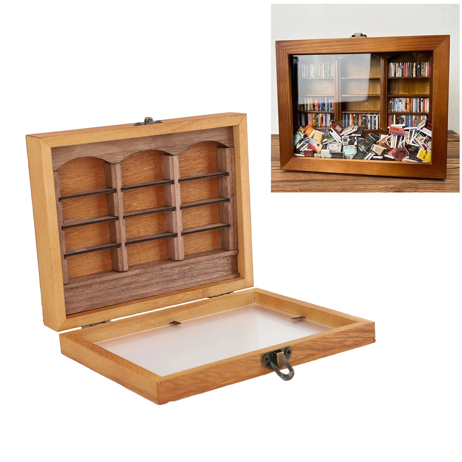 

Miniature Book Boxes With Mini Books Display Case Cabinet Anxiety Relief Books Shaking Bookshelf For Living Room Desk Ornament