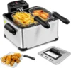 Electric Deep Fryer with 3 Baskets, 5L Stainless Steel Deep Fryer w/60 timer & Lid with view window, Home Countertop 1