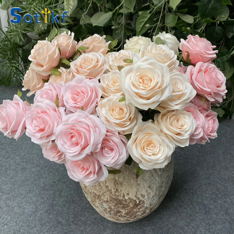 9HeadsCamelliaRoseArtificialFlowerHoldingBouquetsWeddingParty