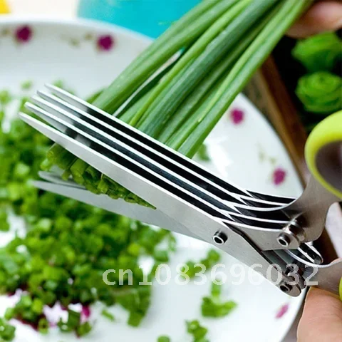 

Multi-layer Stainless Steel Green Onion Scissors Herb Seaweed Spice Scissors Multifunctional Onion Cutting Knife Kitchen Scissor