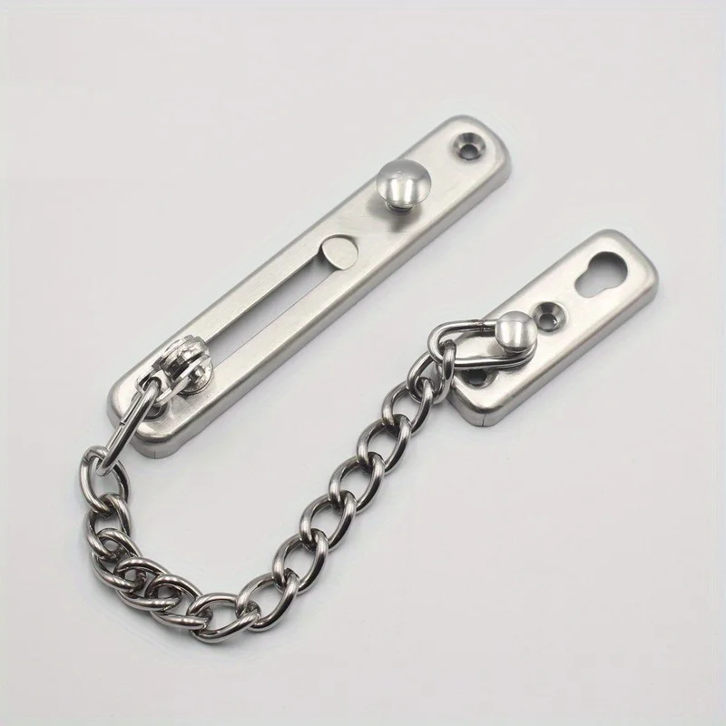 1pc Door Chain Lock Security Chain Guard Spring Anti Theft Press Heavy Duty Polished Latch Screw Guard Accessories