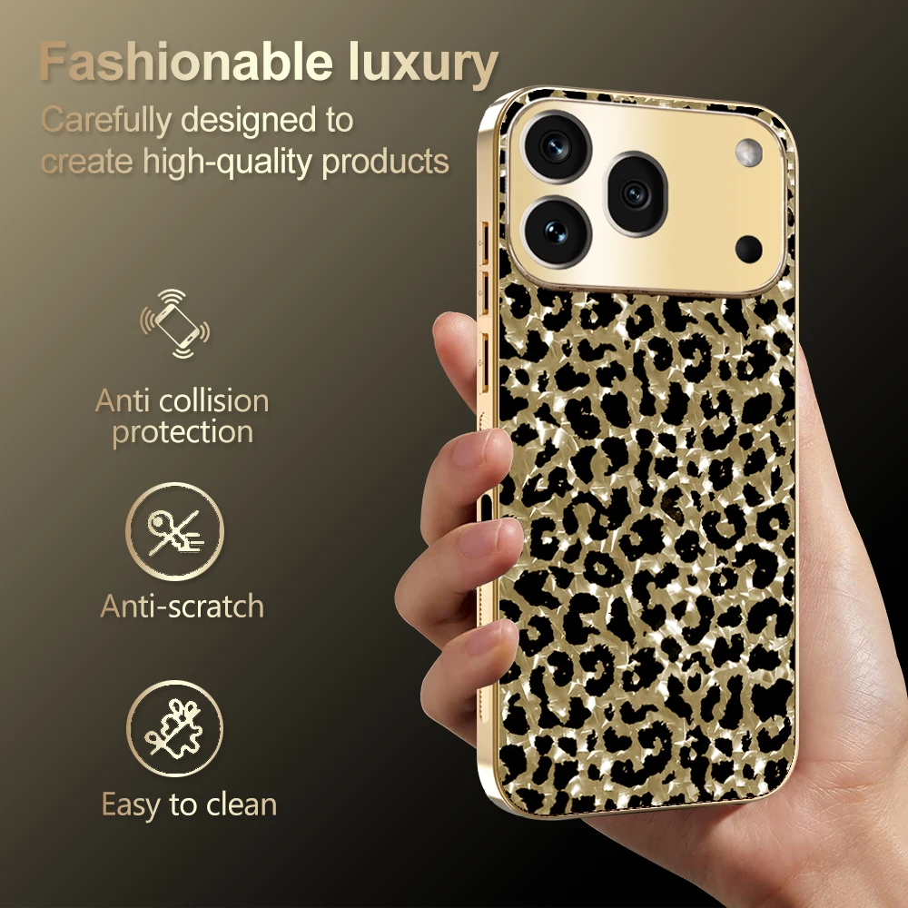 Leopard Print Electroplated Shockproof Glossy Phone Case