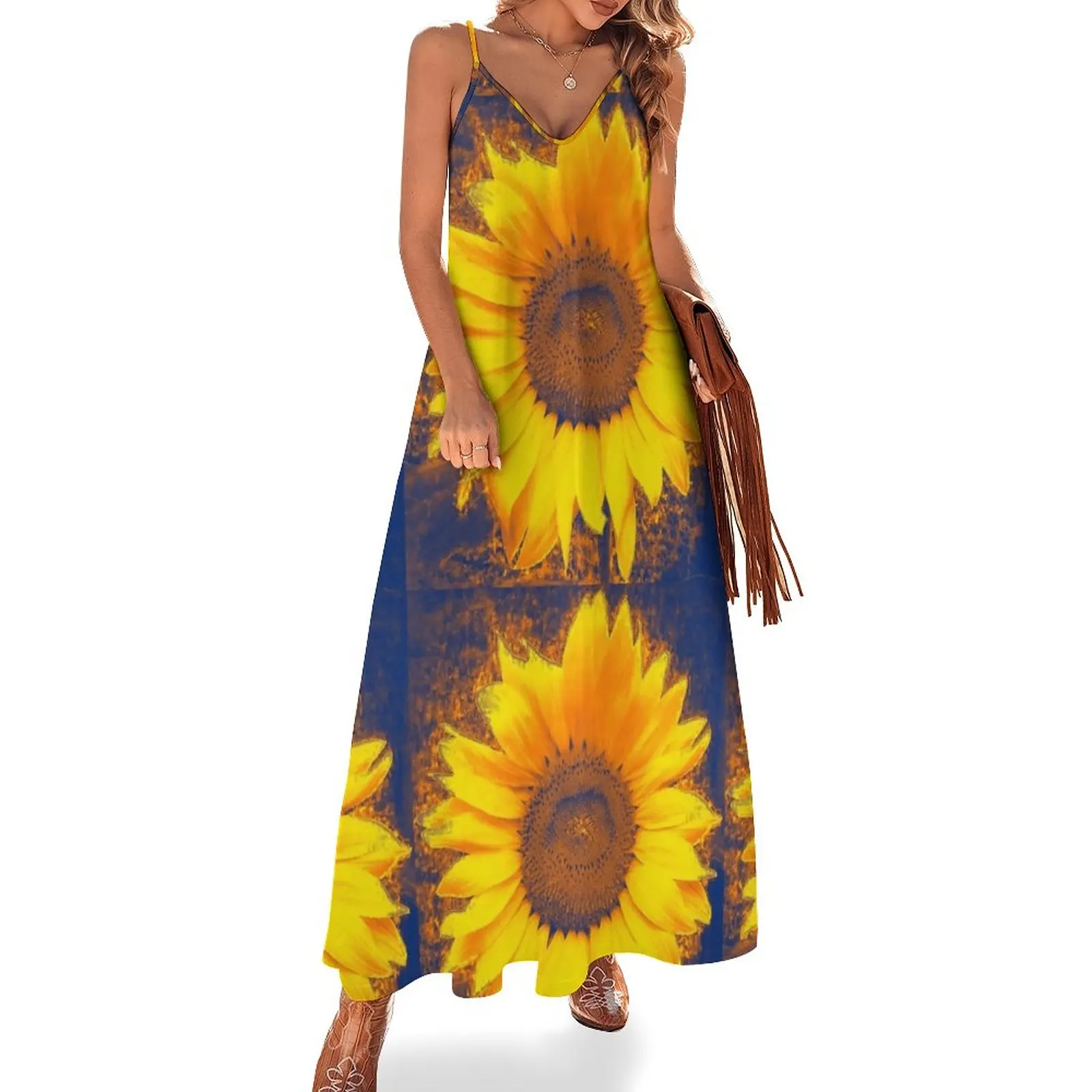 

Платье без рукавов с подсолнухом, чувственное сексуальное платье для женщин, вечерние платья, женские вечерние платья