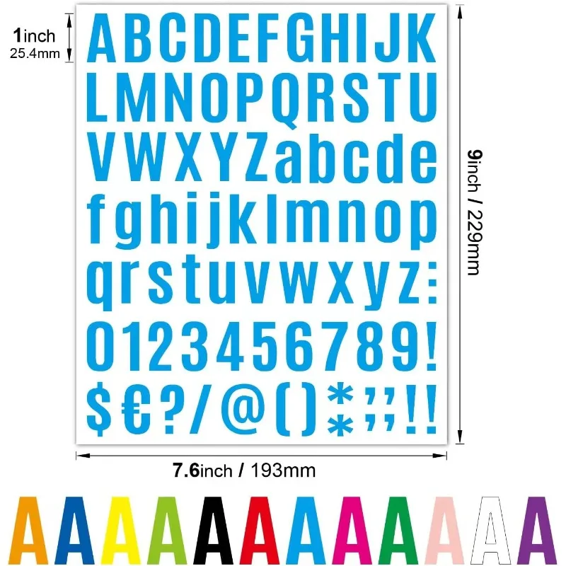12 Sheets Self Adhesive Letters Numbers Kit, Alphabet Number Stickers, Decals for Mail Box, Address Number, Pegatina Nombre