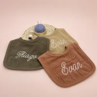 Personalized Baby Bib Infant Baby Cotton Gauze Muslin Burp Cloth Newborn Baby Food Bib Girl Bibs Boy Custom Baby Bib Name Gift 4