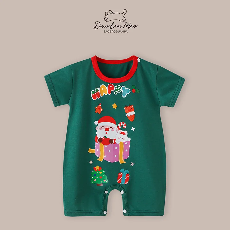 Baby Rompers Baby Jumpsuit Cotton Jumpsuit Baby Clothing Cotton Onesies Baby Boys Girls Bodysuits Christmas Cotton Short Sleeves 6-24 Month Newborn Baby Clothing Jumpsuit