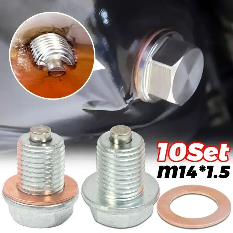 Magnetic Oil Pan Screw Plug for Honda Oil Drain Screw Bolt Gasket Set Automobile Engine Sump Plug Adsorbs Metal Fragments Parts oil drain plug gasket oil drain plug seal washer