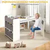 Children's Wooden Art Table and Chair Set with Storage and Paper Roll for Play, Learning, and Reading