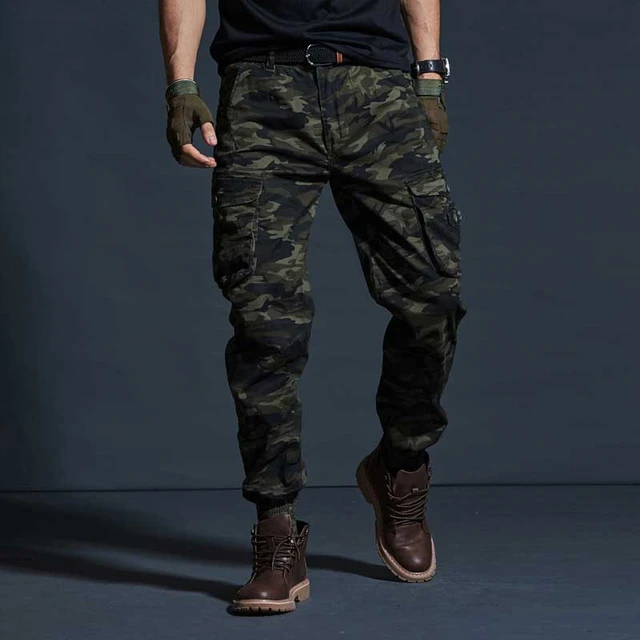 Pantalones Cargo de camuflaje para hombre, pantalón táctico informal militar  con múltiples bolsillos, blanco y negro, ropa de primavera y verano -  AliExpress