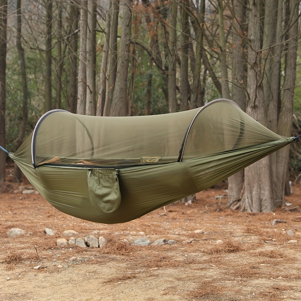 Quickly install hammock, with mosquito net, nylon knitted fabric, very suitable for outdoor camping, mosquito net hammock