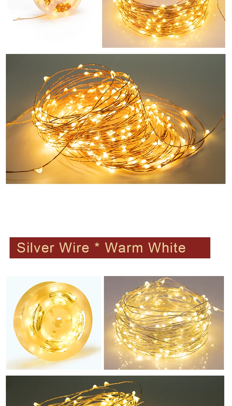 30m 50m 100m LED String Fairy Lights Remote Control Waterproof Plug in for Indoor Outdoor Christmas Holiday Wedding Garden Decor