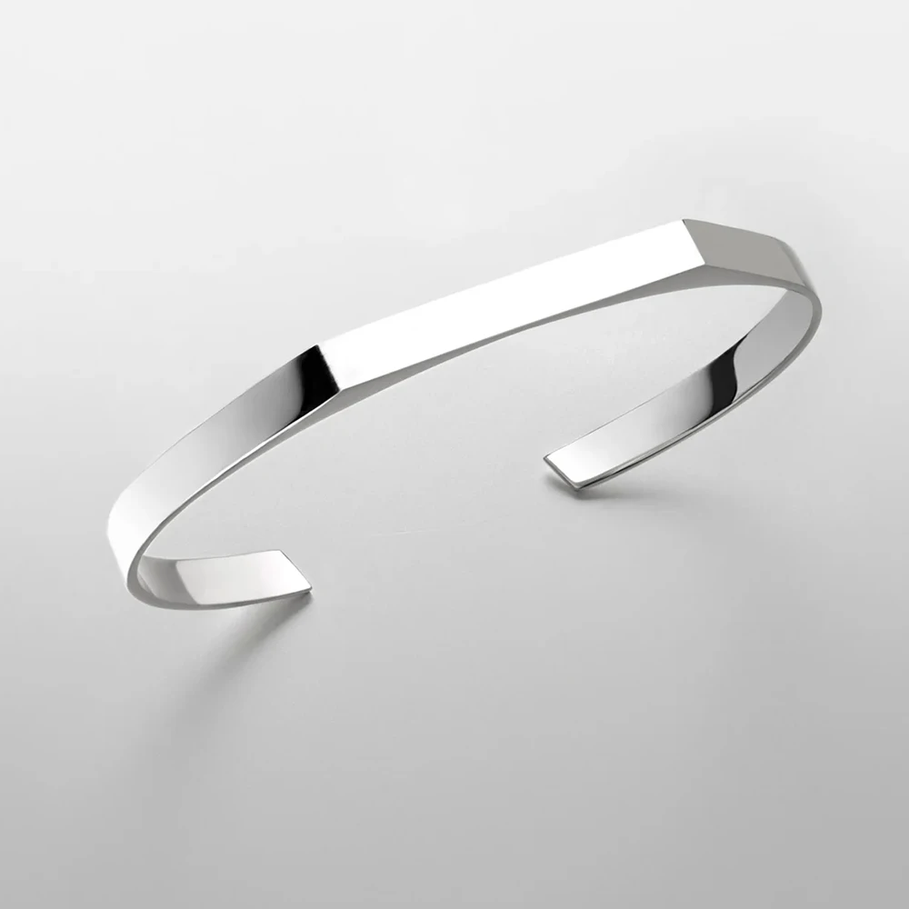 eManco Classic Open Bracelet Minimalist Stainless Steel Gold Plated Men's Bracelet