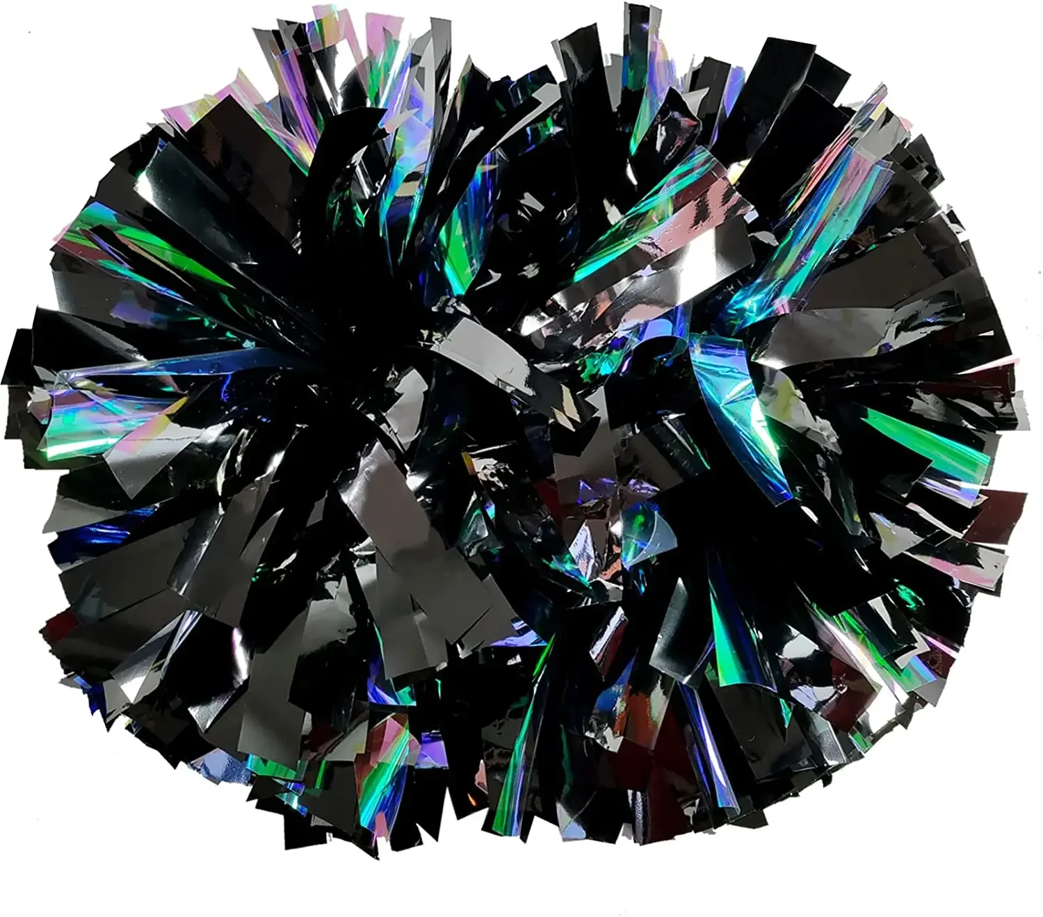 metallic black Cheerleading Pom Poms with Baton Handle for Team Spirit Sports Dance Cheering Kids Adults