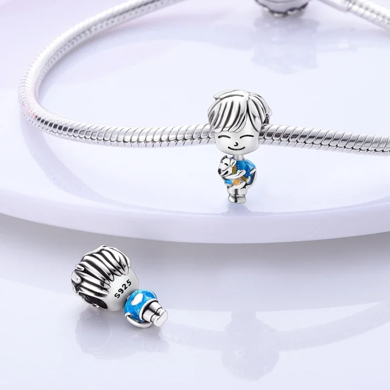 925 Sterling Silver Boy Girl Couple Lovers Beads Charms Zirconium Dangle Fit Original Bracelet Charms Jewelry Women DIY charm jewelry sterling silver jewelry beads charms sterling silver beads silver charm bead charm bead beads jewelry sterling silver beads charm silver charm bracelet loose beads