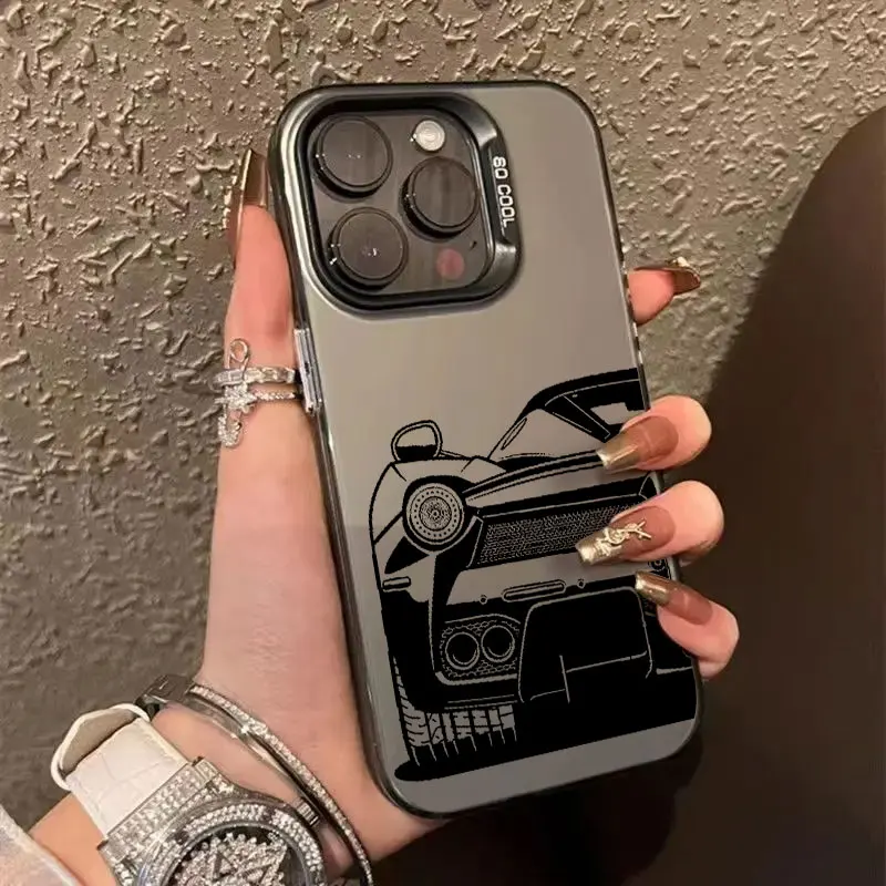 Men's Sports Car Cartoon Line Anti-Fall Phone Case Cover