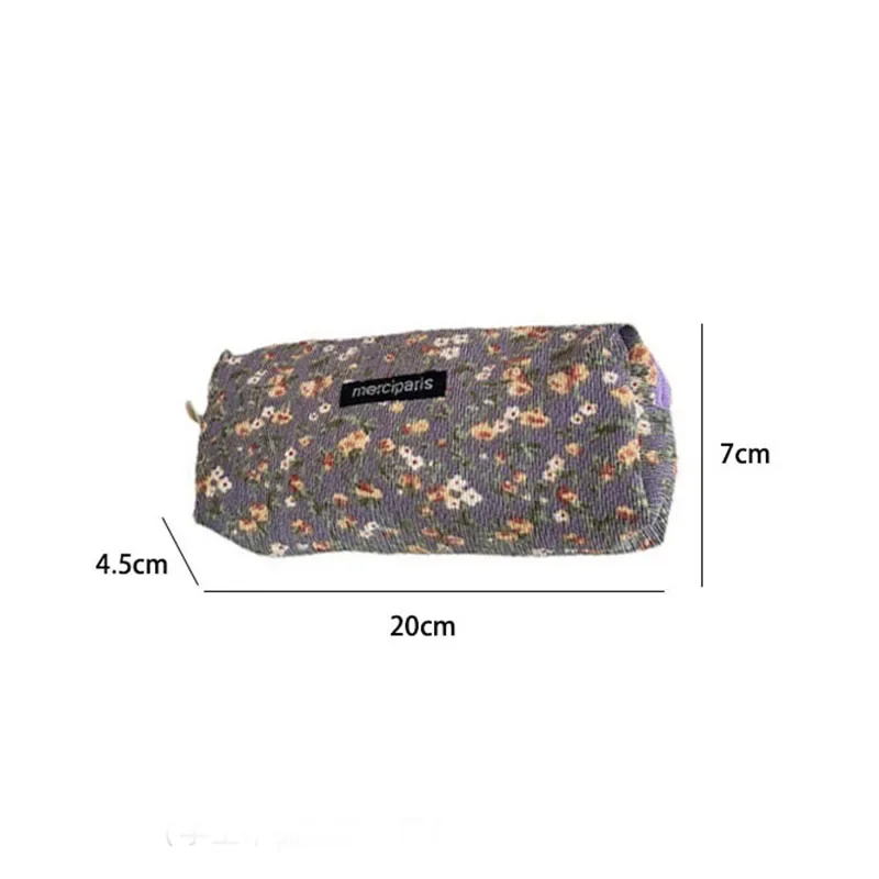 Korean Makeup Bag Organizer Floral Cosmetic Pouch Female Corduroy
