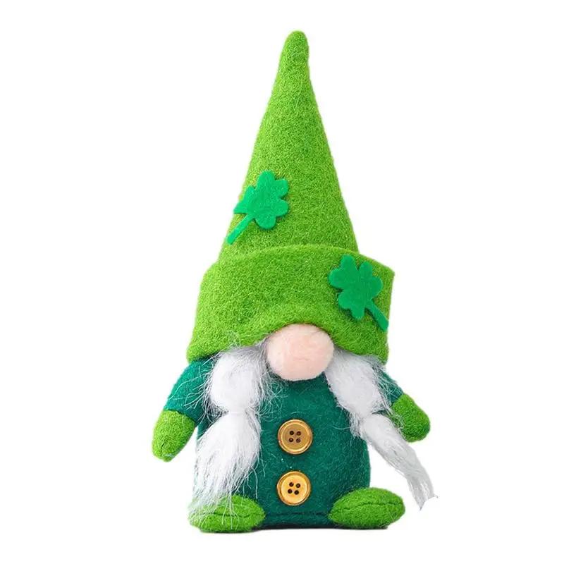 St Patricks Day Gnomi Peluche Irish Leprechaun Plushie Peluche Farcito 21Cm/8.26 Pollici Shamrock Ornament Green Leprechaun