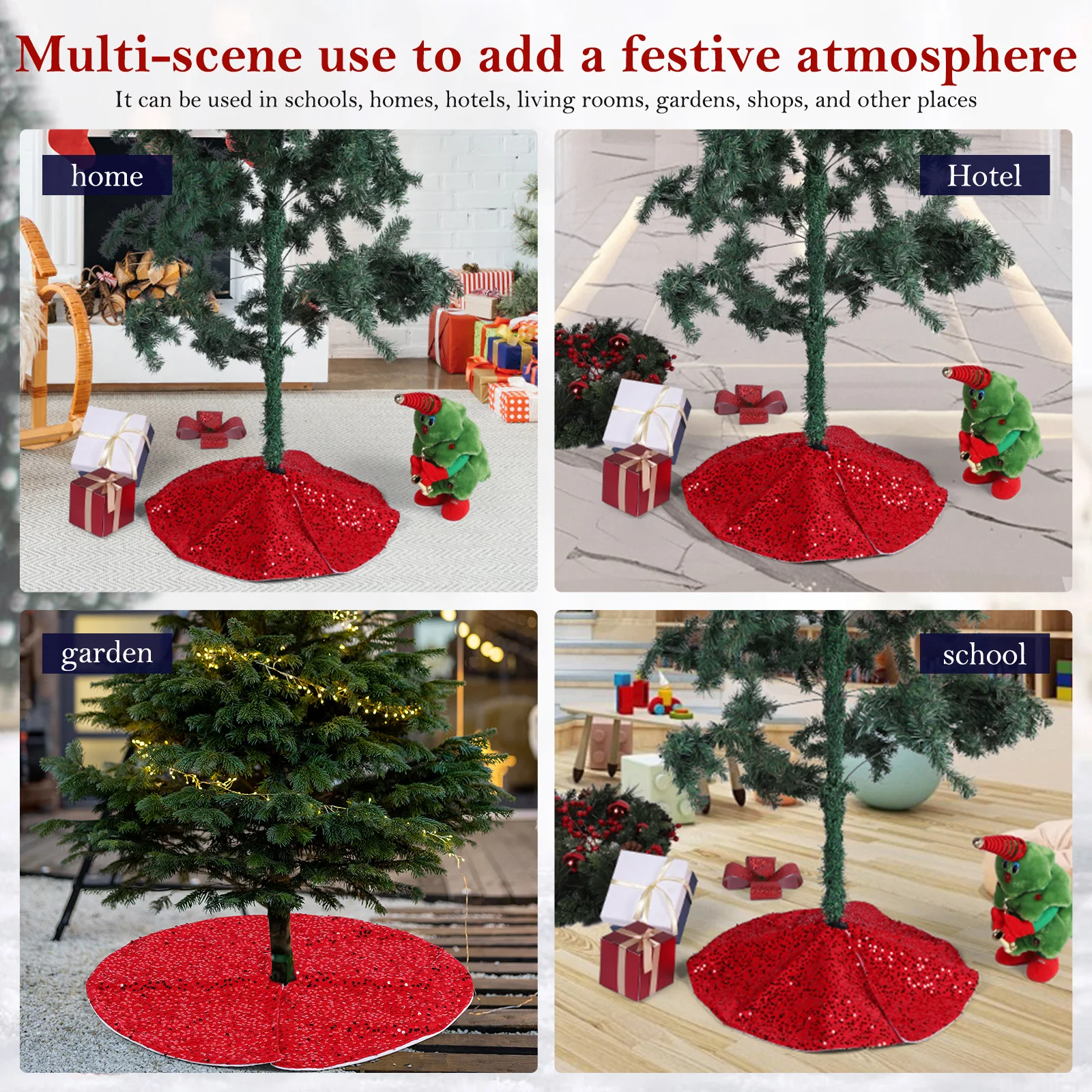 Sparkling Sequin Tree Skirt W/ Small Sequin Mini Xmas Tree Skirts (model 1)