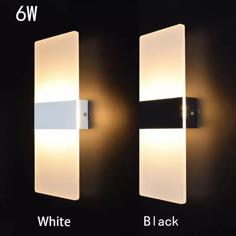 Modern4/6/12W LED 아크릴 벽 램프, AC90-260V 길고 따뜻한 흰색 침구 거실 실내 벽 램프, 침실 모던 심플