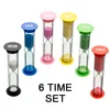 6 Pcs Sand Timer Assortment Plastic Hourglass Timer Colorful Sandglass Hourglass Small 30sec/1min/2mins/3mins/5mins/10mins 1