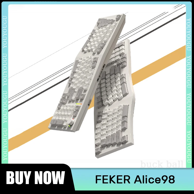 Беспроводные механические клавиатуры FEKER Alice98, клавиатуры с 3 режимами, Alice, Bluetooth, эргономичная клавиатура с горячей заменой, RGB, офисные пользовательские клавиатуры