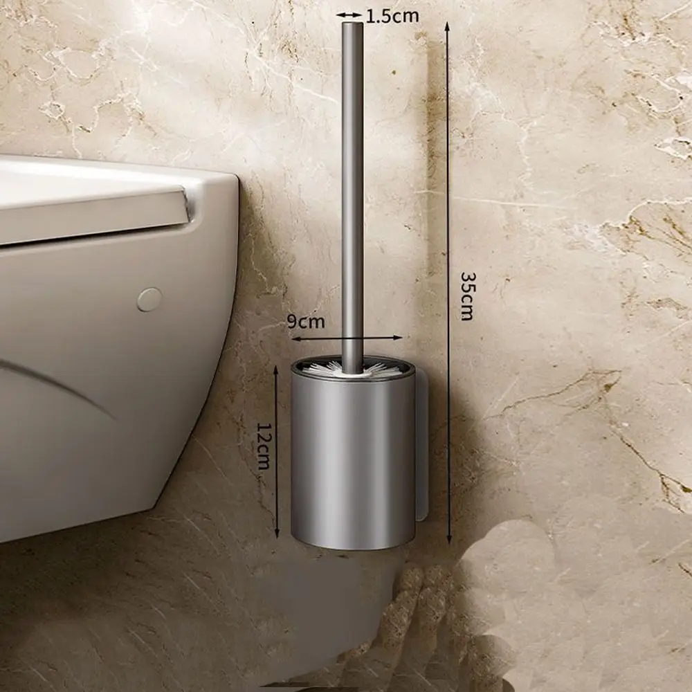 Space Aluminum Toilet Cleaning Brush Wall Mounted Long Handle with Holder