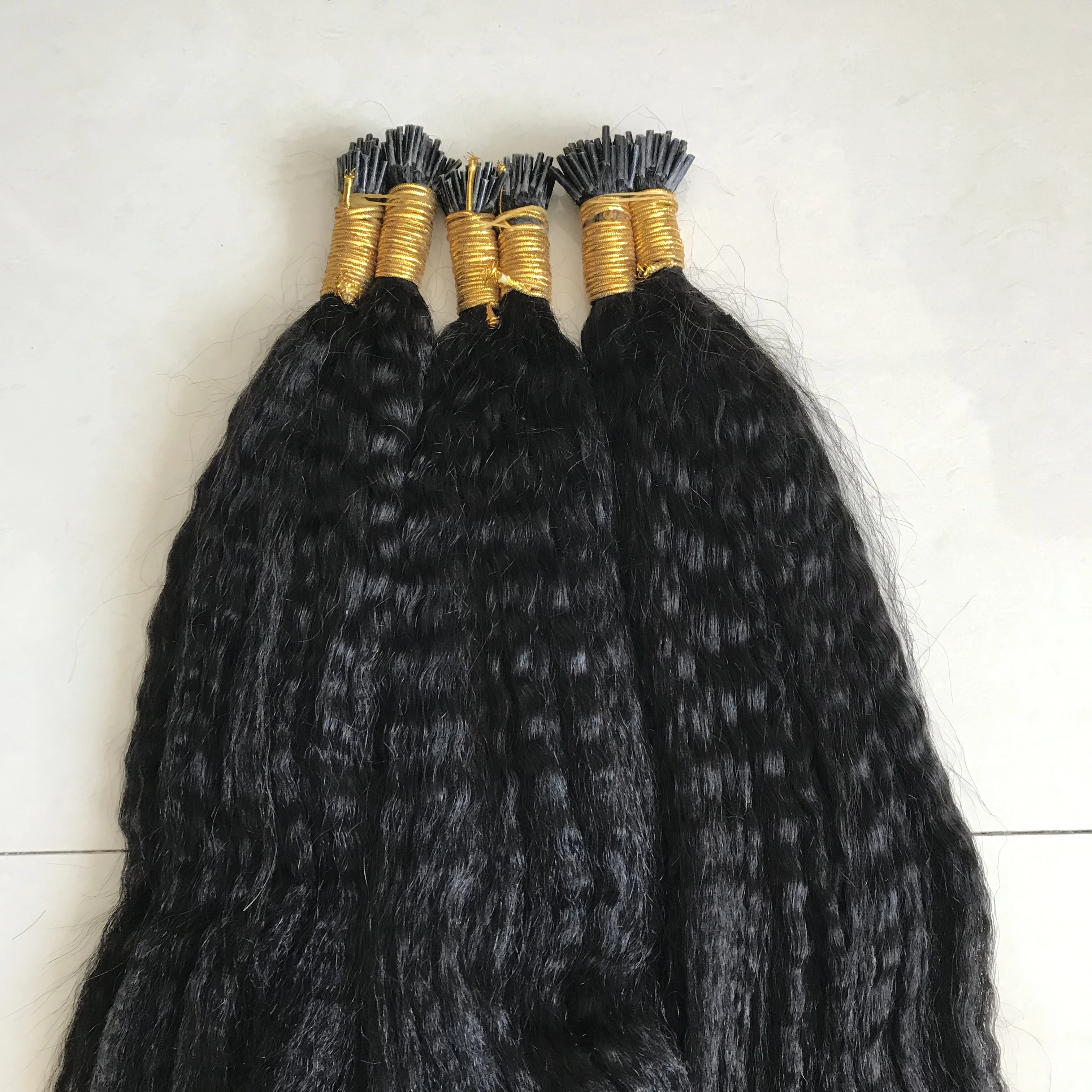 HOT 11.11 Kinky Straight I Tip Hair Extensions Natural 50g/package Fusion Hair Extensions Yaki Keratin Pre Bonded Remy