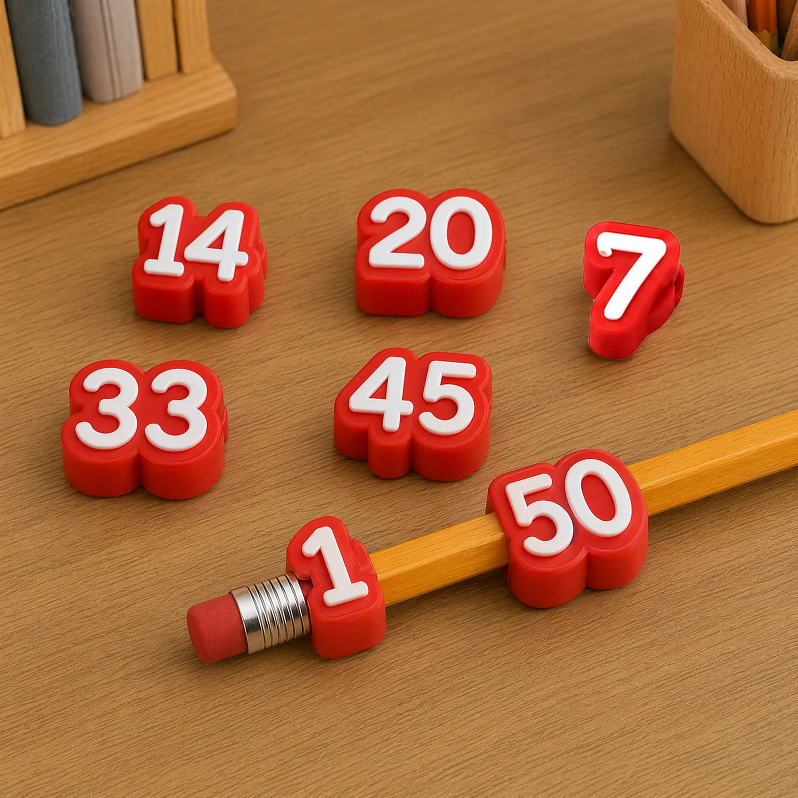  Etichette Numerate Fai-da-Te per Matite, Numeri da 1 a 20/30/50, Riutilizzabili per Aula, Etichette per Matite per Insegnanti, Accessori per Scrivania di Scuola e Ufficio - immagine 2