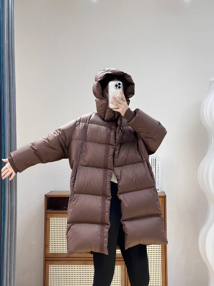 Women's Hooded Puffer Coats, Thick Snow Jackets, Mid-length