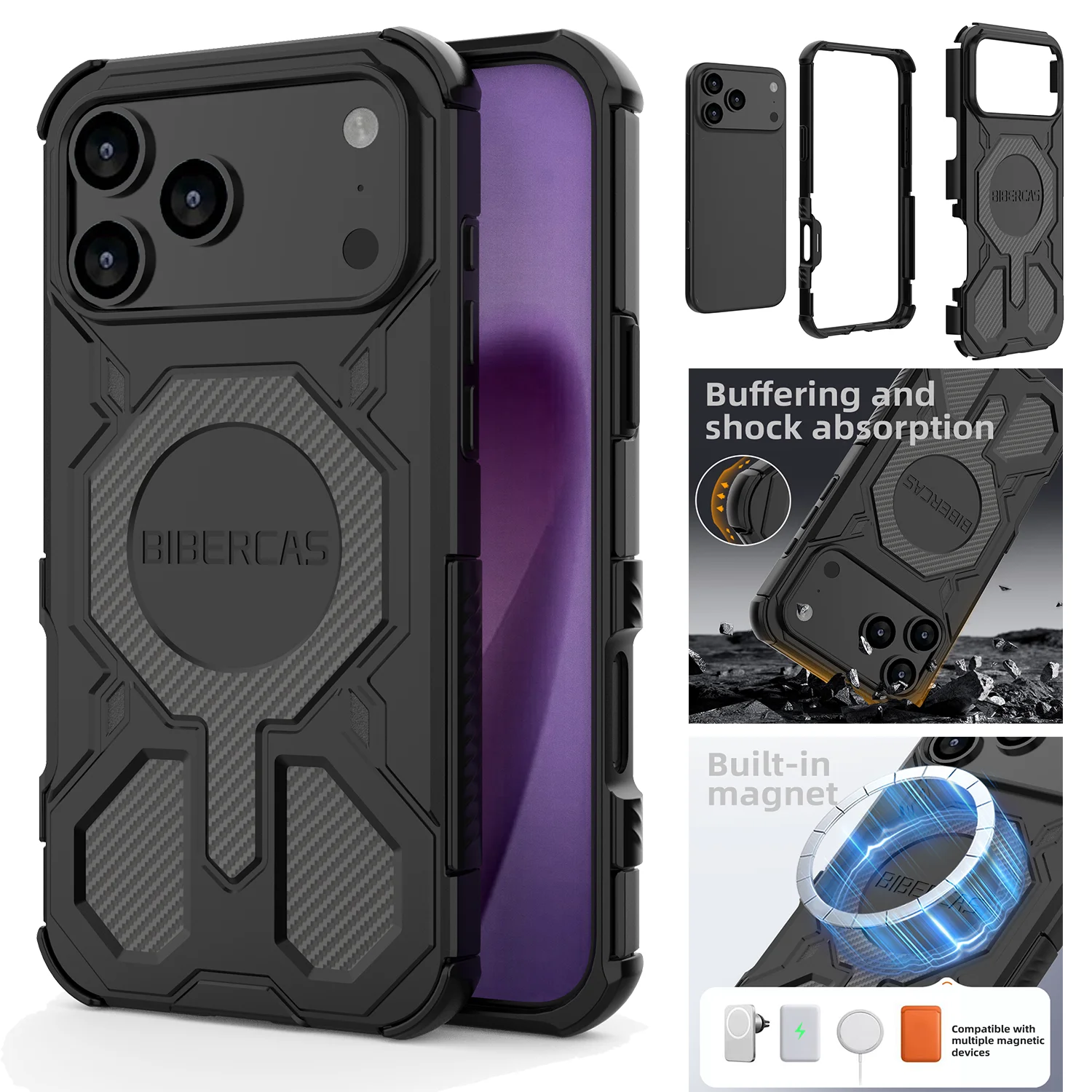 Translucent Frosted Phone Case with Magnetic Wireless Charging and Anti-Drop Protection