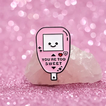 Blood Glucose Monitor Medical Enamel Pins You're Too Sweet Cartoon Brooches Lapel Badge Clothes Accessories Gift for Friends 5
