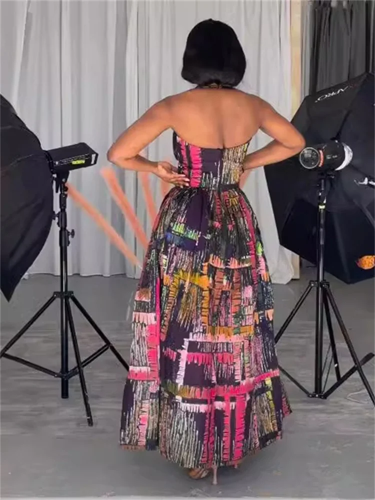 Wmstar Dresses for Women Elegant Print Sexy Party Slip Striped Maxi Dress New in Summer Clothes Wholesale Dropshipping 2024