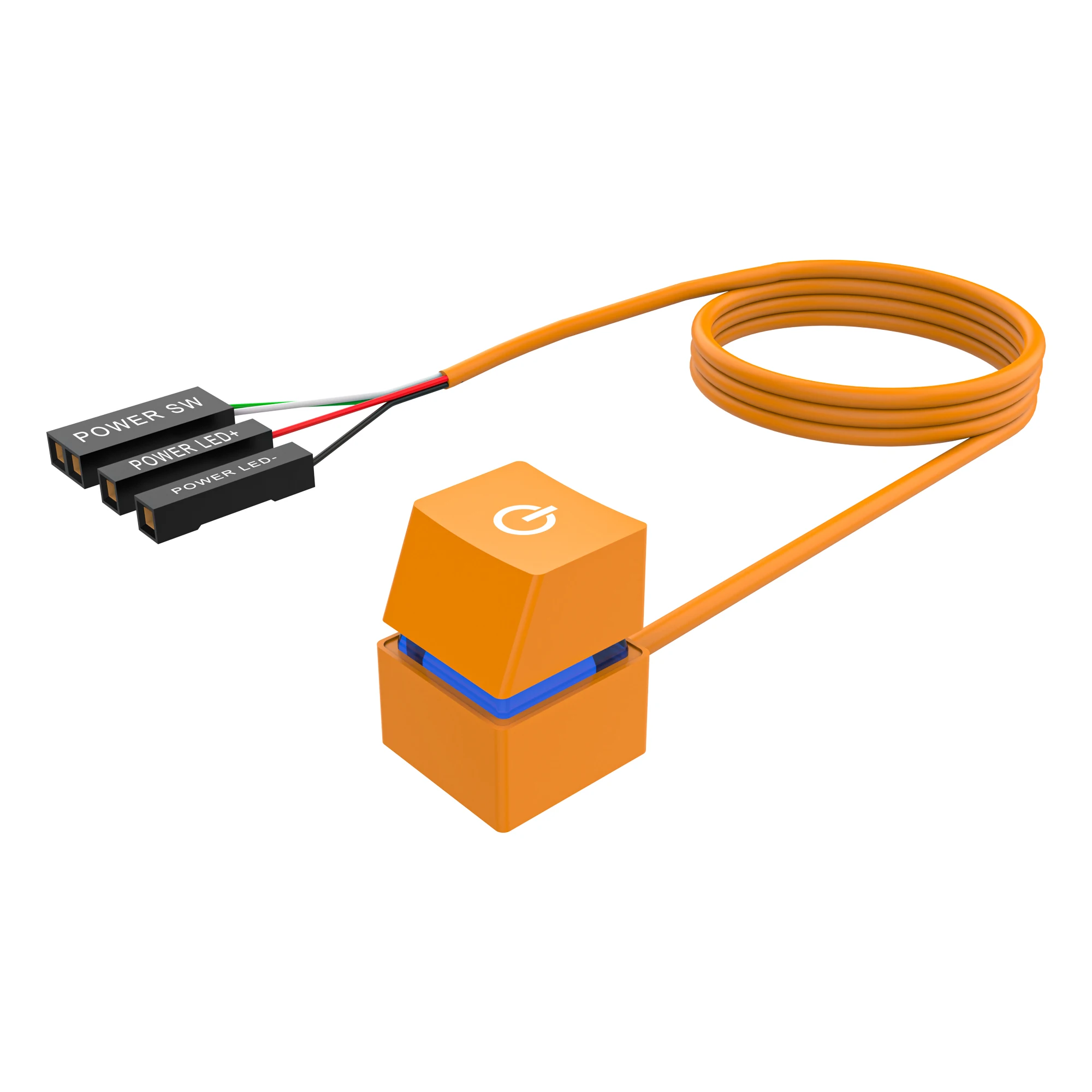 

2m Colorful LED Lights Computer Desktop Switch PC Motherboard External Start Power On/Off Button Extension Cable for Home Office