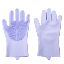 Pet Grooming Magic Massaging & Hair Removal Silicone Glove (Purple)