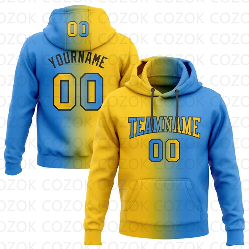 Customized Hoodie Blue Color splicing Jersey 3D Printed  Unisex Pullovers Hoodie Casual Sweatshirts