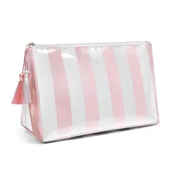 Large Transparent Waterproof Cosmetic Bag for Women's Travel Essentials (Pink)