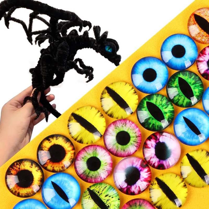 15mm glass eyeballs DIY Handmade part Kindergarden Animal eyes chenille sticks dragon Dinosaur funny eyes fun hand dog cat arts