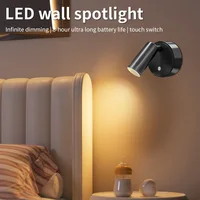 Magnetic Base USB Rechargeable LED Cordless Wall Light Touch Switch Black White Gold Silvery Dimmable Bedside Lamp For Reading 1