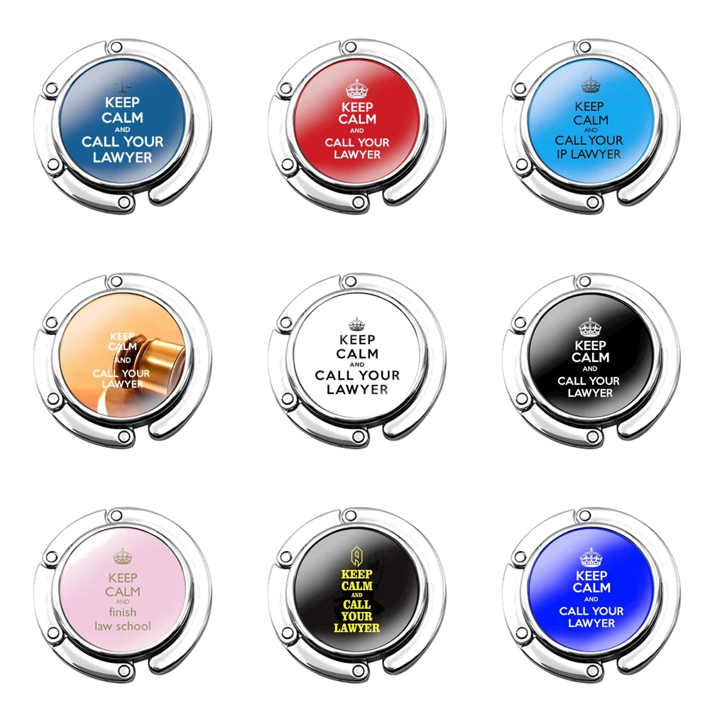 

Foldable Purse Hook for Women's Table Handbag Storage Folding Decor Table Hook Keep Calm and Call Your Lawyer