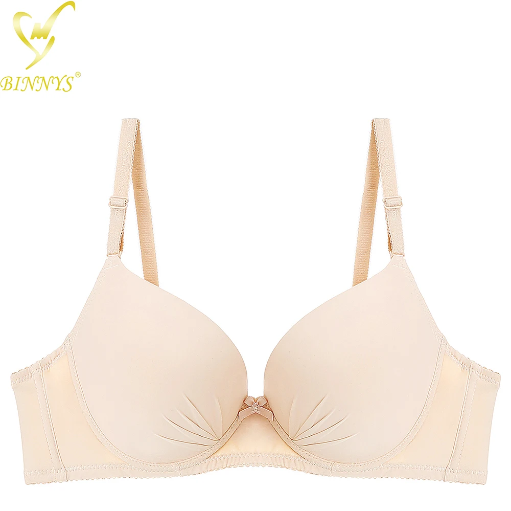 BINNYS Bras for Women C Cup Silicone Bra Nylon Solid Full Cup To Hook and Eye Underwire Push Up