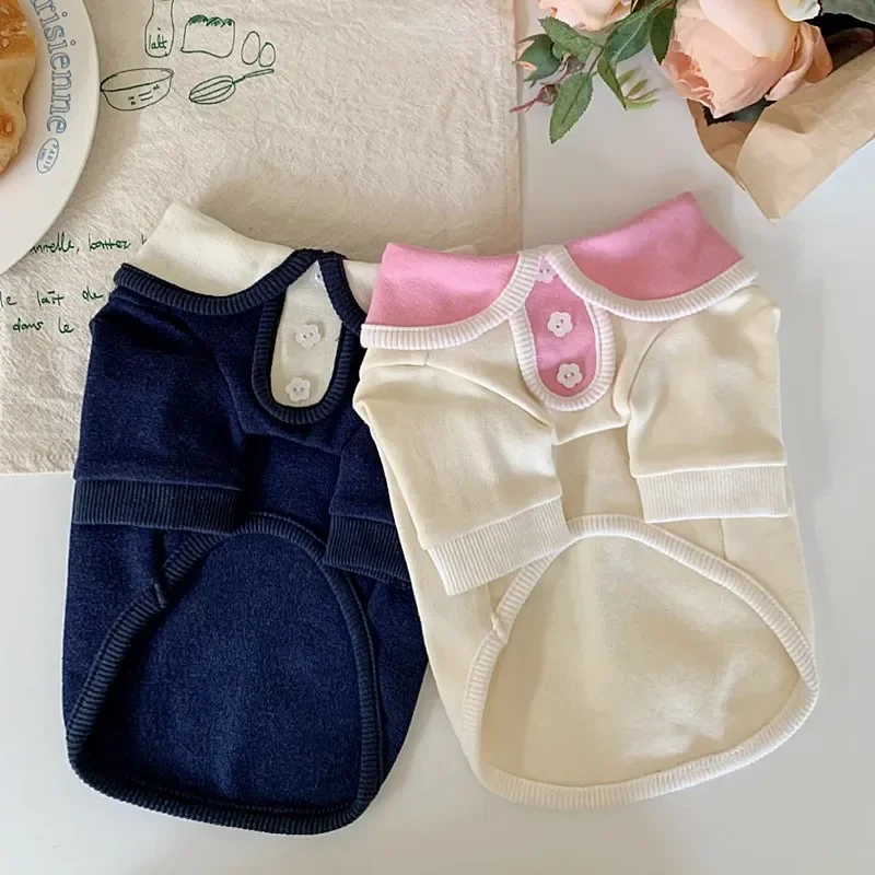 귀여운 강아지 옷 라펠 티셔츠, 테디 베어, 슈나우저, 말티즈 강아지, 코스튬 개 조끼, 강아지 셔츠, 강아지 의류, 여름