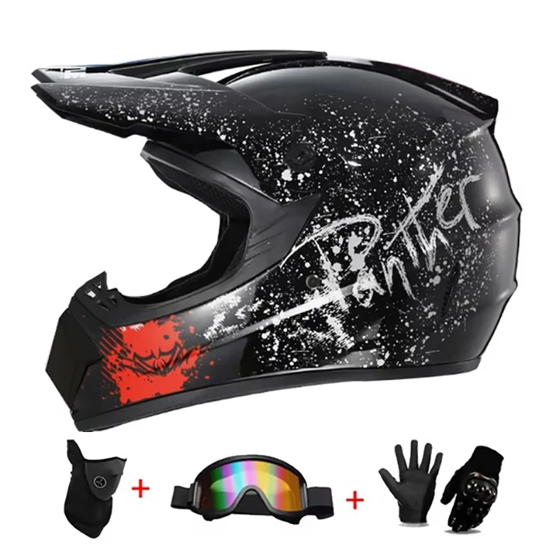 Kids and Youth Full-Face Motorcycle Helmets, Dirt Bike Gear, Off-Road Goggles, and Cycling Protective Gloves