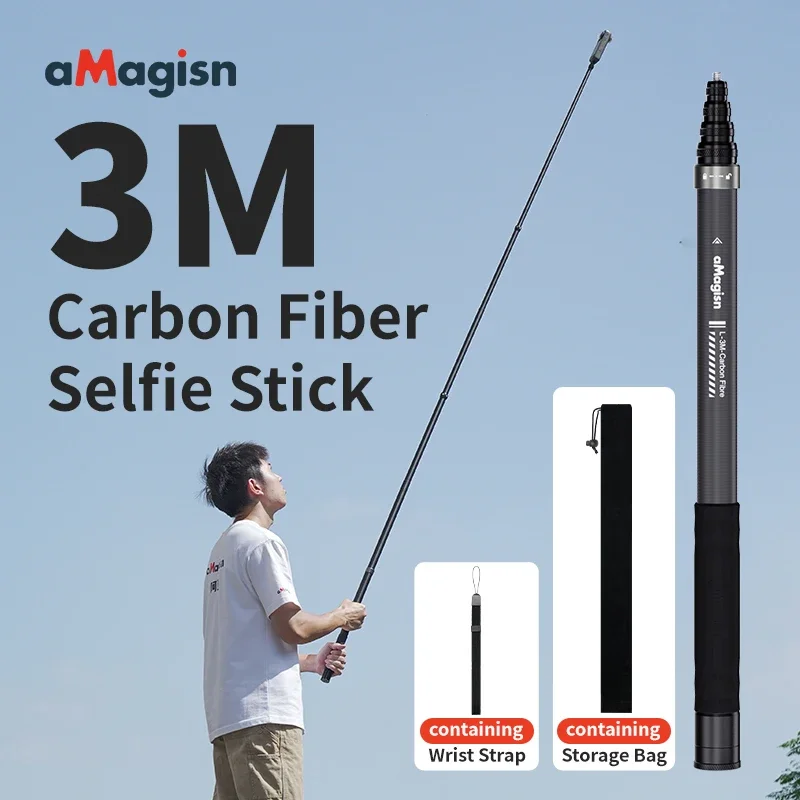Selfie Stick Tripod Selfie Stick Sports Camera Selfie Stick Cell Phone Selfie Stick Smartphone Selfie Stick Phone Selfie Tripod 3M Carbon Fiber Selfie Stick for Insta360 Aluminum Alloy Selfie Stick for aMagisn GoPro DJI Extension rod accessories