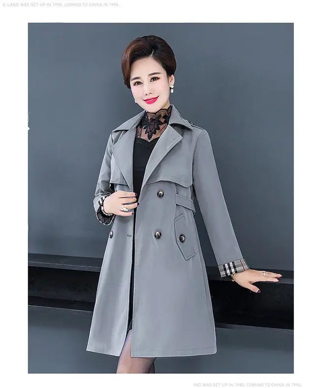 long black puffer Middle-age Elderly Spring Autumn Coat 2022 New Women Autumn Mid-length Trench Coat Women Loose Plus Size 5XL Windbreaker Jacket down coats & jackets