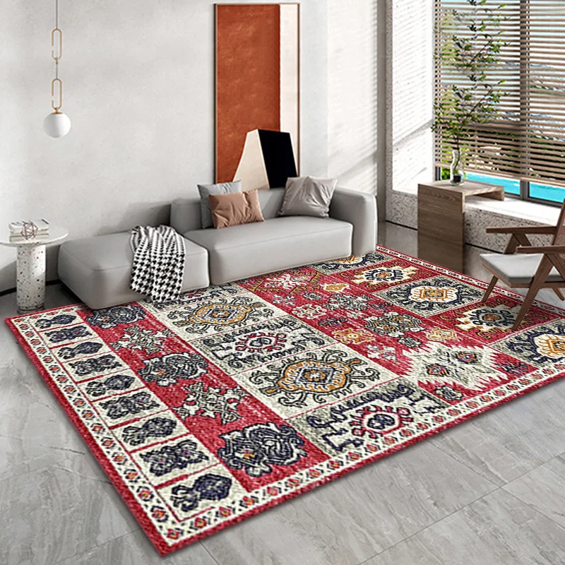 

Retro Geometric Pattern Carpet Living Room Decoration Home Rug Ethnic Style Fashion Bedside Bedroom Carpet Area Rug