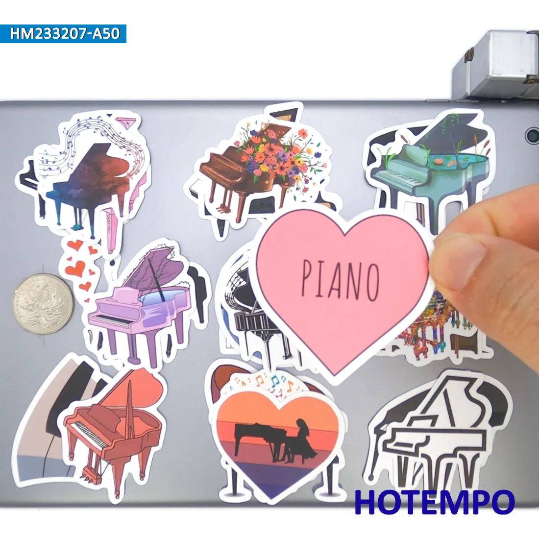 Piano-Aufkleber, Klassisches Musikinstrument, lustige Graffiti, für Laptop, Scrapbook, Tagebuch, Gepäck, Fahrrad, Auto, Glas, Tasse, Wand, Handyaufkleber, Spielzeug, 20/30/50 Stücke – Detail 4