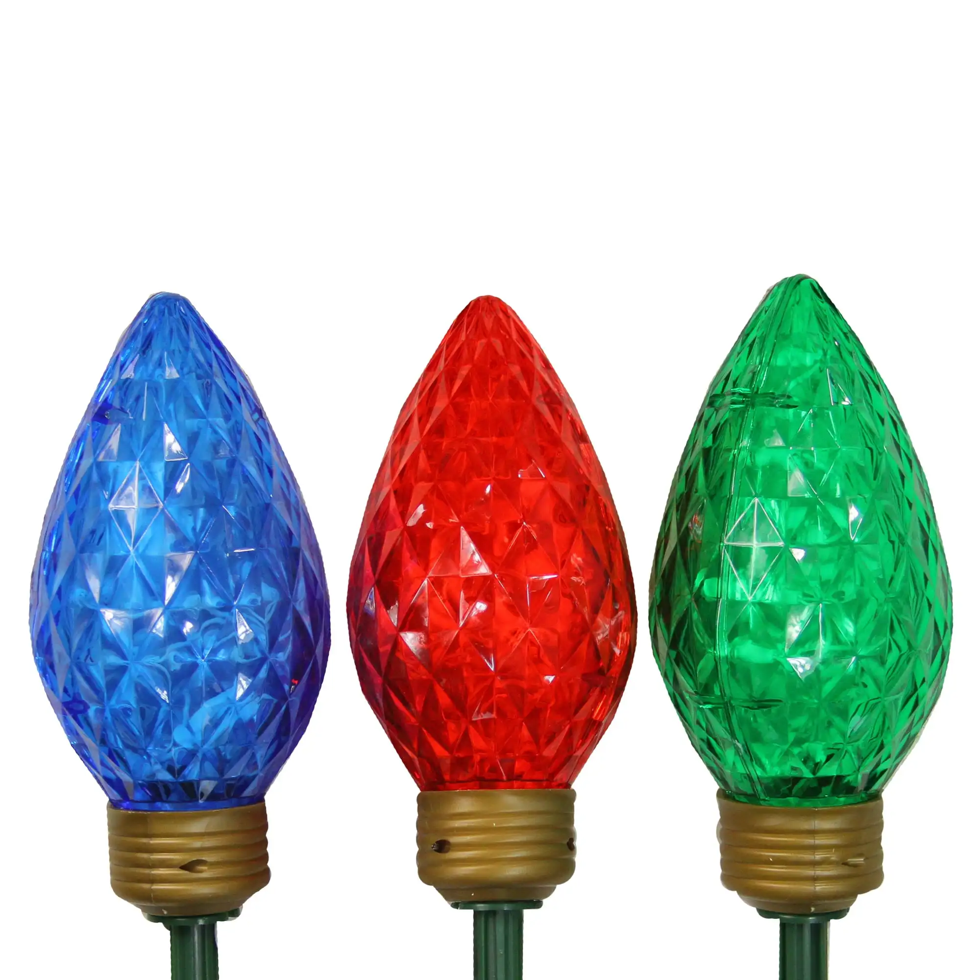 

Set of 3 Lighted LED Jumbo C9 Bulb Christmas Pathway Marker Lawn Stakes - Multi-Color