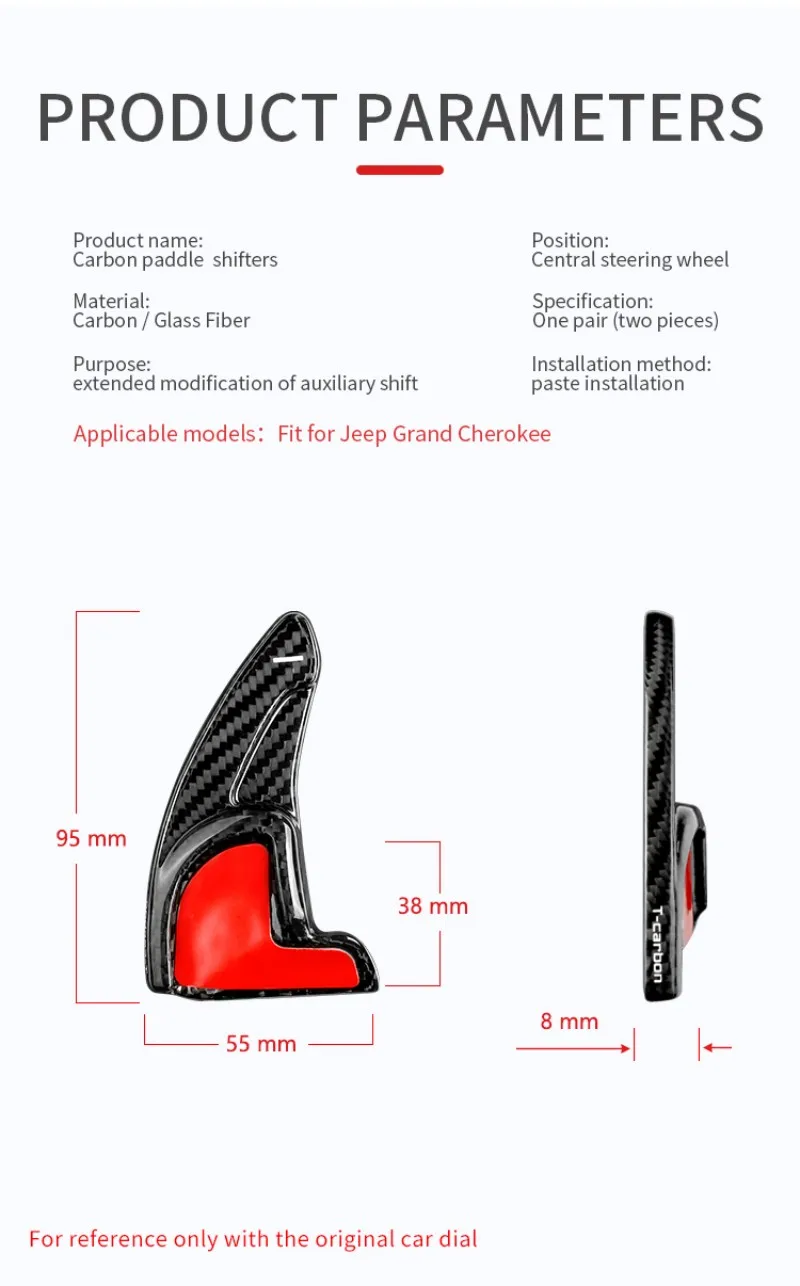Carbon Fiber Steering Wheel Extension Shift Paddle Shifter For Jeep Grand Cherokee Dodge Charger Challenger Durango 2014-2020