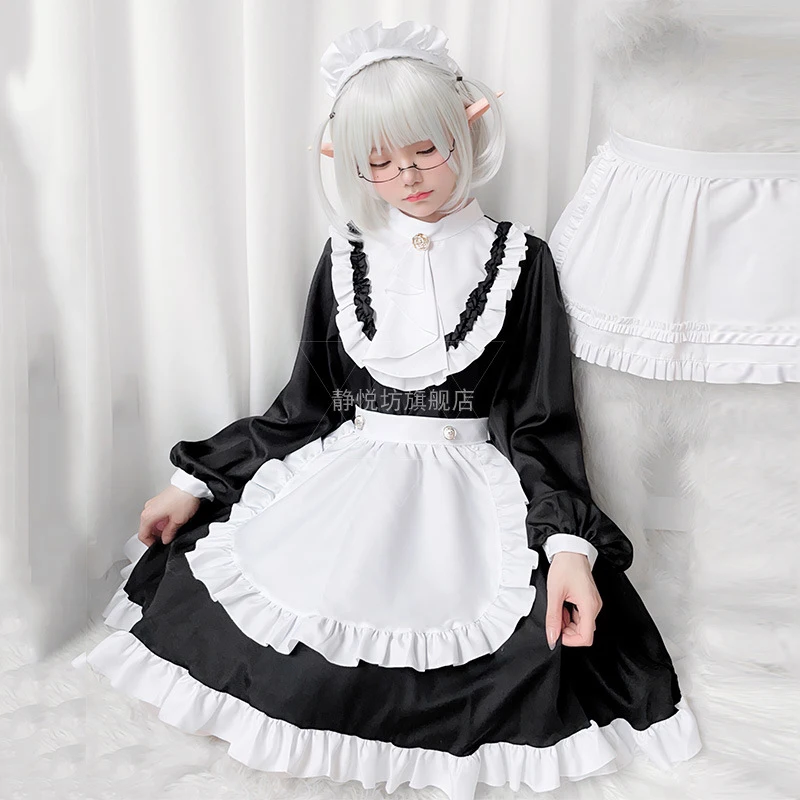 

Plus Size Maid Cosplay Akihabara Cat Girl Series Palace Style Lolita Long Sleeved Dress Anime Coffee House Clothing Sevika